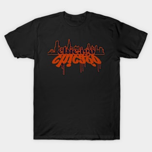 Chicago Illinois American Football Cityscape Skyline Graffiti T-Shirt